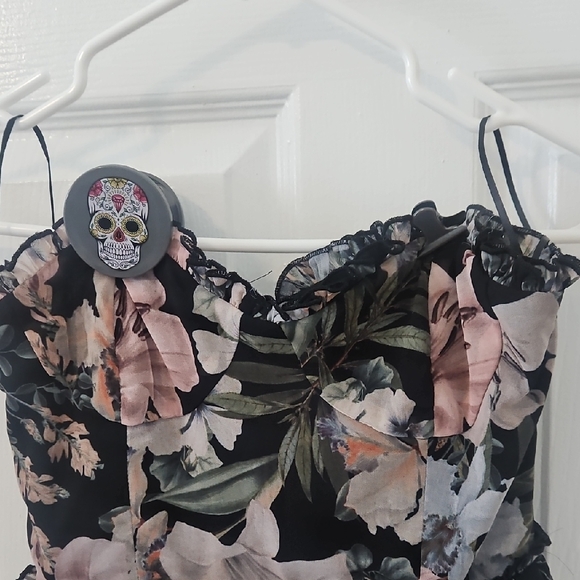 Vici Strapless Floral Black Dress - Picture 3 of 8